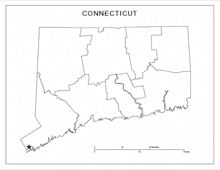 Small map of Connecticut with Greenwich marked